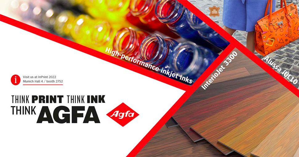 Agfa invites InPrint 2022 visitors to ‘think inkjet’ for a broad range of industrial printing applications.
