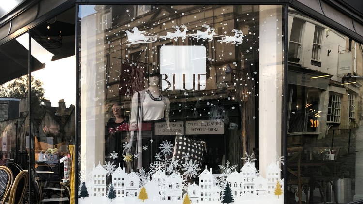 Drytac transforms Bath concept store window into Christmas wonderland.