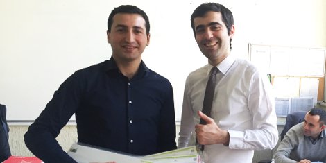 Altair’s Nazdar Brand Product Manager Asim Huseynov (left) and General Manager Balagha Jafarov (right) give Nazdar the ‘thumbs up’.