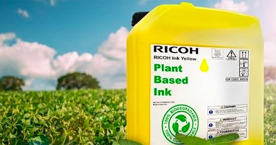 First plant-based ink from Ricoh enhances graphics and packaging print sustainability.