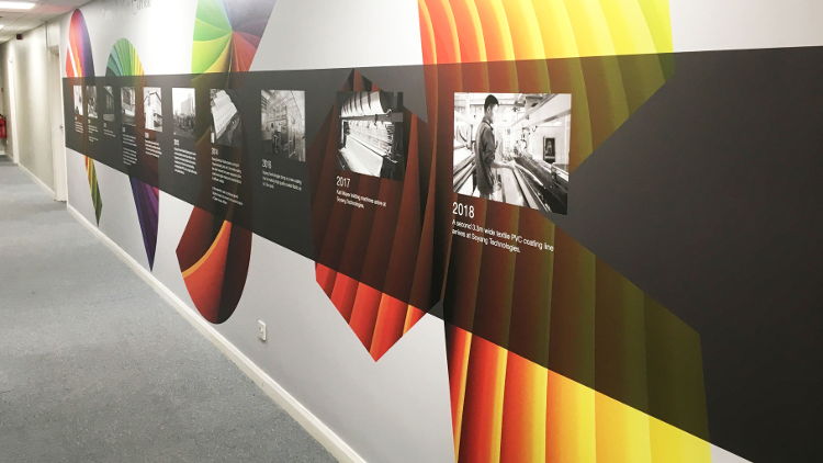 Soyang Europe honours long-standing partnership with Soyang Technologies with celebratory wall graphic.