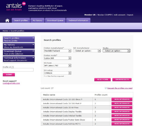 Antalis ICC profiles LFR