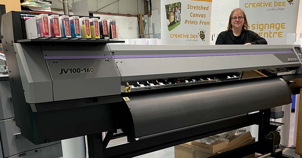 Creative Bee installs a Mimaki JV100-160 roll to roll printer from CMYUK.