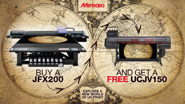 Hybrid includes free Mimaki UV roll-to-roll printer/cutter with JFX200 flatbed.