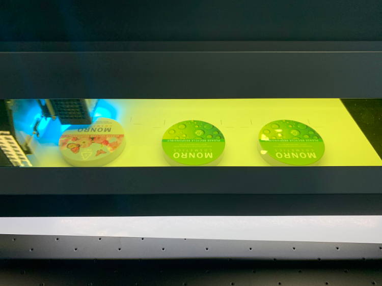 Monro UV printing directly to lids