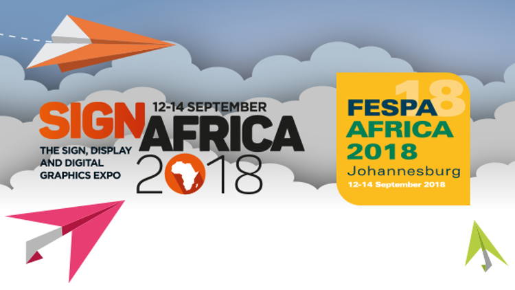 FESPA Africa and Sign Africa expos, taking place at the Gallagher Convention Centre in Johannesburg (19 Richards Dr, Halfway House, Midrand, 1685) from 12 - 14 September 2018 from 9am - 5pm.